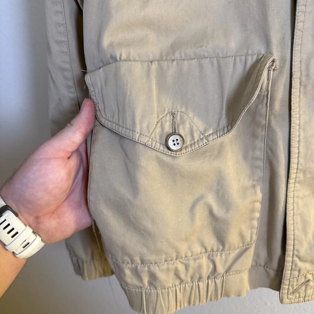 Vtg Eddie Bauer Sandstone Bomber Jacket Tan Plaid Lined Mens Large 90s Stained‎